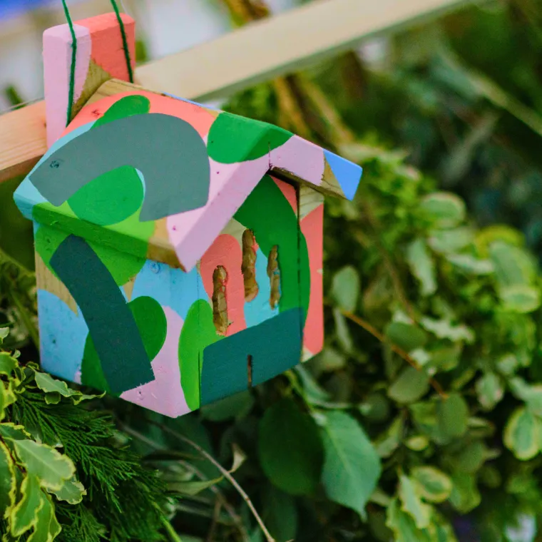 small colourful bird house